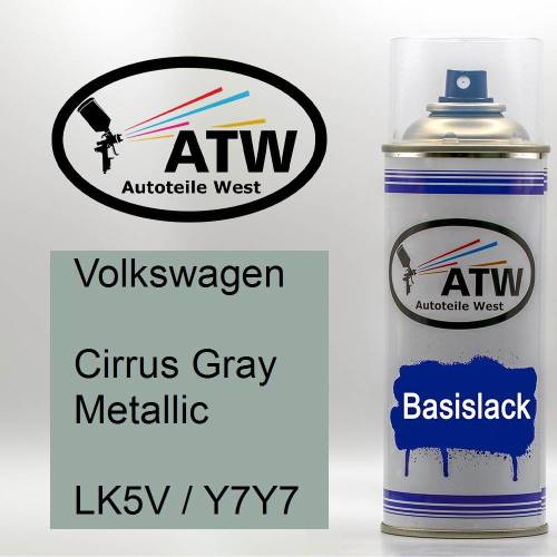 Volkswagen, Cirrus Gray Metallic, LK5V / Y7Y7: 400ml Sprühdose, von ATW Autoteile West.